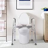 Raised Toilet Seat with Handles, Toilet Seat Riser for Seniors with Adjustable Height & Width, 350lb Handicap Elevated Toilet Seat for Elderly, Pregnant, Fit Any Toilet