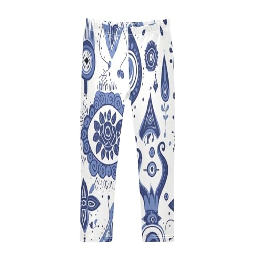 Bolaz Toddler Girls Leggings Printed Yoga Pants Leggings Blue Eyes Rose for Kids