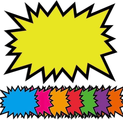 240 Pcs Starburst Signs, BetterJonny 3x5 Inch Burst Star Neon Signs Blank Star Retail Sale Signs Label Tags for Sale Price Tags Poster Board Decoration,8 Bright Color