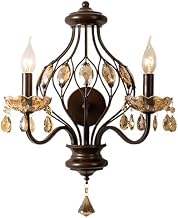 American Retro Living Room Light Crystal French Medieval Candle Lamp Corridor Aisle Study Bedroom Background Wall Lamp (D39 * H56cm2 Head - Wall lamp)