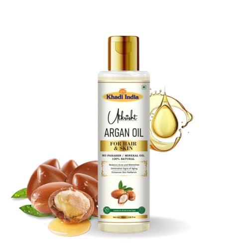 Image of Khadi Argan Oil For Skin & Hair 100ml | Pure & Natural Oil for Hair Growth & Nourishing Skin Care | Non Sticky, Paraben & Mineral Oil Free | For All Hair Types | Daily Use for Men & Women