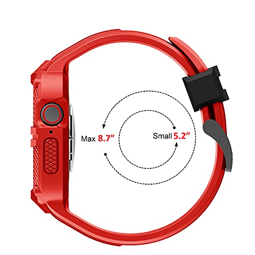 T-ENGINE Case Compatible with Apple Watch Band Series 8/7/6/5/4/3 45mm 44mm 42mm, One Piece Built Rugged Sports Band with Case for Men - Thumbnail 4
