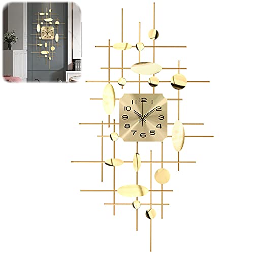 Horloge murale irrégulière 3D dorée 62x110 cm pour grand salon