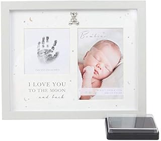Juliana Bambino Baby 'Love You to Moon and Back' Hand Print Grey Photo Picture Frame Unisex Ink Pad 4'' x 6'' Keepsake Gift, WBM-GFT01