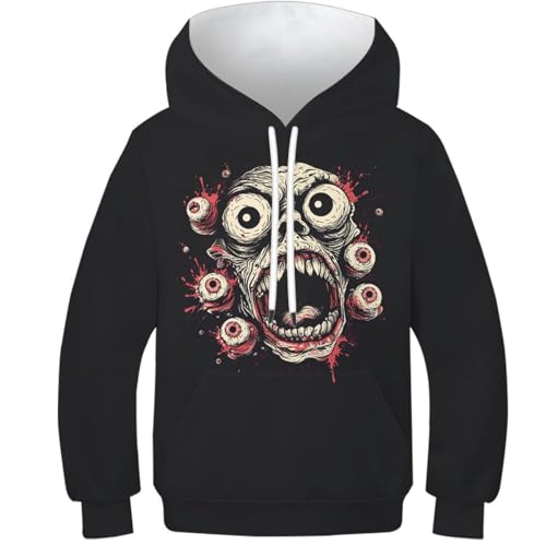 Hoodie crâne garçon et fille avec capuche et poche pour enfant 11-13Y