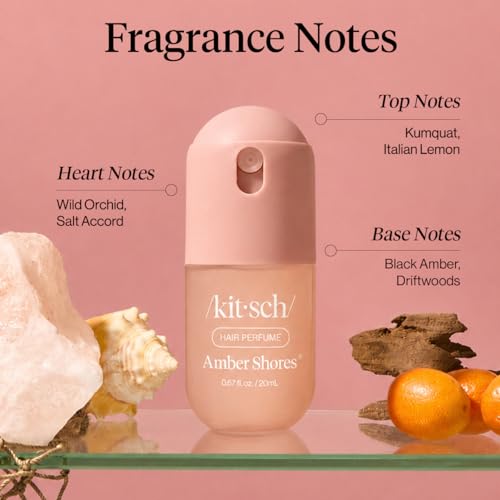 Image of Kitsch Hair Perfume for Women - Hair Spray & Body Mist - Amber Shores, 20mL | Clean, Deodorizing & Patented Odor-Eliminating Technology - Freshen Hair, Body & Pillows - Made in USA