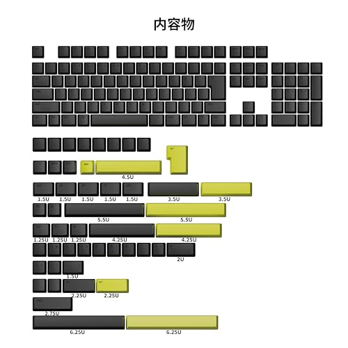 GRAPHT Designer Keycaps 日本語配列対応 キーキャップセット 【マットブラック】 4.25U 4.5U スペースバー 158キー PBT 昇華印刷 Cherry MX用キーキャップ JP/US配列対応
