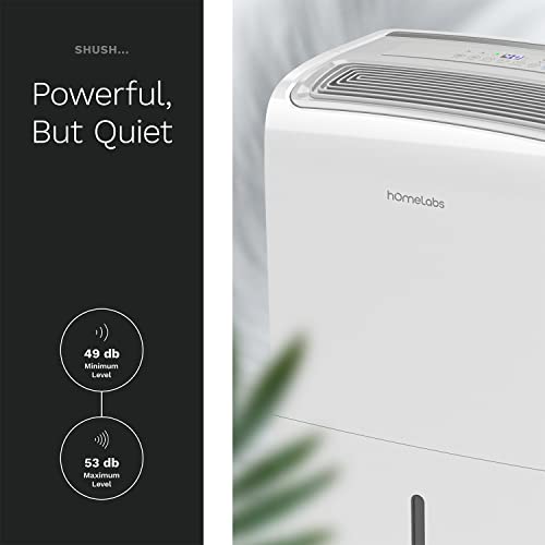 Image of hOmeLabs Dehumidifier 6,000 Sq Ft 40 Pint with Pump 104 Pint 95F, 90% RH | Pump + WIFI + Upgraded Advanced Humidity & Moisture Control, Quiet, Efficient, Auto Shut-off, Home, Basement, Office