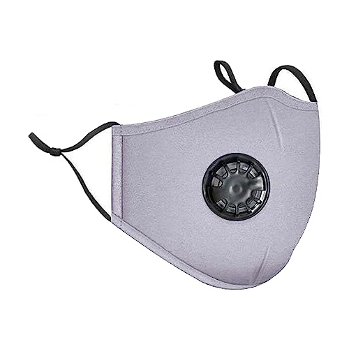 Pure Cotton Washable Reusable Face Mask with Breathing Valve + 1 PM 2.5 Filter, Adjustable Ears - Gray