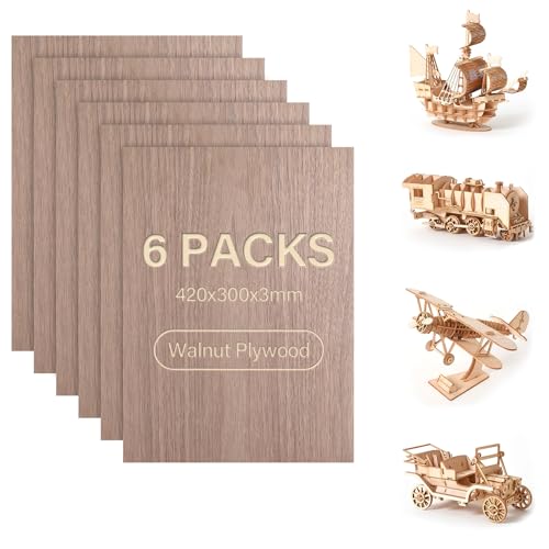Vasmeiy 6 Piezas A3 Contrachapado 3mm, 420x300mm Basswood Contrachapado, Tablero De Nogal Multicapa Para Maquetismo, Corte Y Grabado Láser, Manualidades, Pintura, Rompecabezas, Señalización