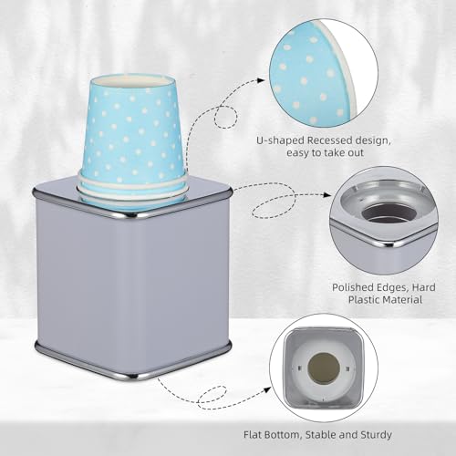 Image of DOITOOL Bathroom Cup Dispenser, 3oz Dixie Cup Dispenser with 10 Paper Cups, Dust-Proof Disposable Paper Cups Holder Mouthwash Holder for Bathroom Vanity Countertops