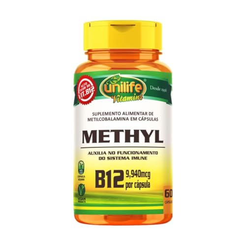 Vitamina B12 Metilcobalamina Alto Teor 9,940mcg 60 Cápsulas Vegano Unilife