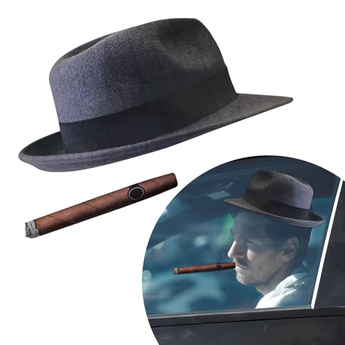 Image of DXNQ Fedora and Cigar Window Decal, Funny Driving Fake with Hat and Cigar Car Stickers, Waterproof Driving Crooner Decals for Vehicle Window Windshield, Car Decor Accessories (Style A)