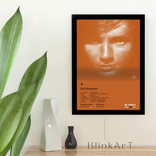 Image of BLINKART ED SHEERAN-+ Wall Photo Frames | Wall Art for Bedroom, Living Room, Studio or Office | Album Cover Print with Spotify Song Link QR Code | Gift for Fans - 8x12 In