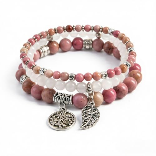 Image of YGLINE Tree of Life Yoga Healing Stone Bracelets,Multilayer Lotus Chakra Stone Reiki Bracelet Sets,Anxiety Crystal Natural Stone,for Women Stress Relief