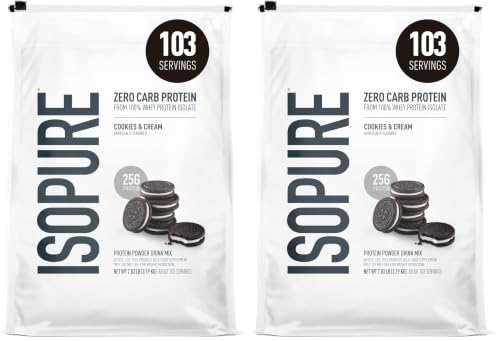 Image of Isopure Zero Carb Whey Isolate Protein Powder, Cookies & Cream, 7.5 Pound (Pack of 2)