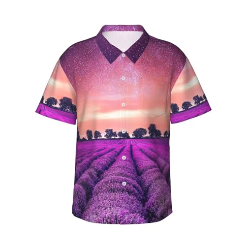 Chemise hawaïenne imprimé lavande EdWal et short d'été pour homme