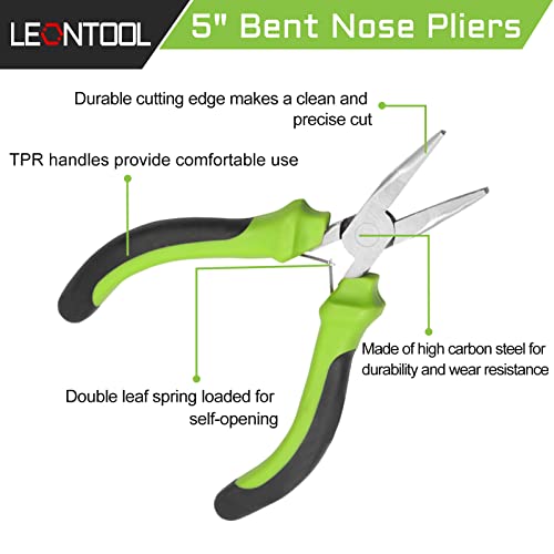 Image of Mini Bent Nose Pliers 5 Inch Bent Chain Nose Pliers Smooth Jaw Jewelry Making Handcraft Making Product Repair Handmade