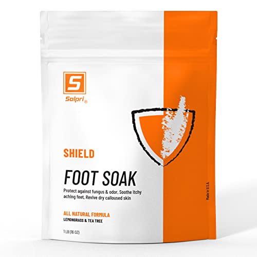 Solpri Shield Lemongrass & Tea Tree Foot Salt Soak for Fungus Athlete's Foot Dry Cracked Feet 1 lb (16 oz)