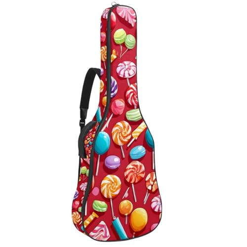 Housse guitare acoustique étanche motif bonbons rouges pour protection 41 pouces