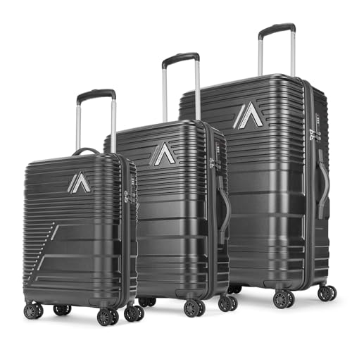 Image of Aristocrat Lineo Set of 3 Trolley 55, 65 & 75cm | S+M+L | Hard Luggage | 8-Wheel Suitcase for Travel | Combination Lock with Anti-Theft Zipper | Polycarbonate | 3 Years International Warranty (Grey)