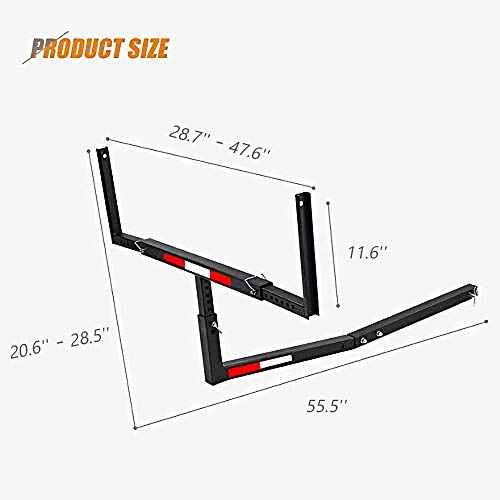 SUNCOO Pick Up Truck Bed Hitch Extender Adjustable Steel Extension Rack with Flag for Boat Lumber Long Loads Ladder Rack Canoe Kayak Long Pipes Lumber Black