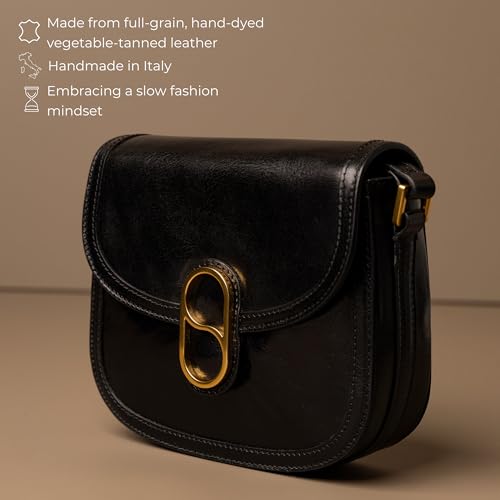 Image of Time Resistance Full-Grain Leather Crossbody Bag - Shoulder Bag with Magnetic Closure - Leather Messenger Bag for Women