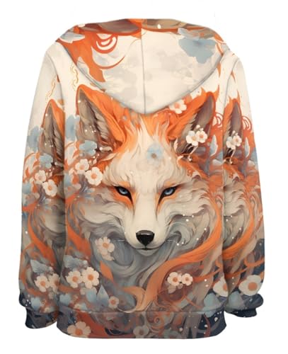 Boys Girls Fire Fox 3D Print Pullover Hoodies Kids Cool Animal Hooded Sweatshirt with Pocket2