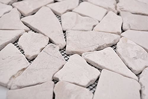 Płytki mozaikowe marmur kamień naturalny jasny beżowy złamany Ciot Biancone MOS44-30-100