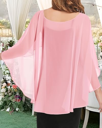 Image of Women Shawl and Wraps for Evening Dress Chiffon Cape Sheer Poncho Cover Up