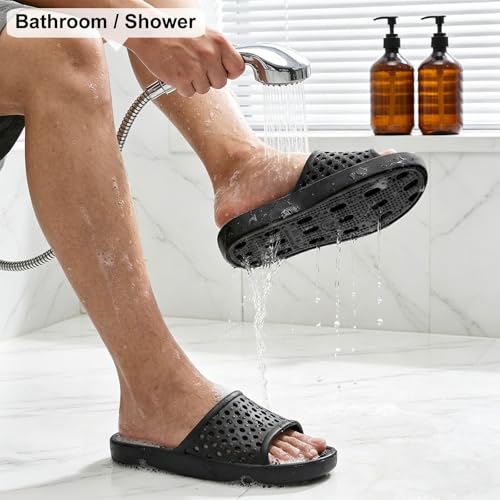 Image of Xomiboe Shower Shoes Men Quick Drying Women Shower Sandals Non-Slip Comfortable House Slippers Bathroom Hotel Flip Flops Slides With Students Gym