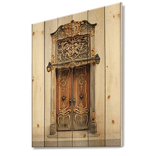 Impression vintage sur bois pour une ambiance de salon chaleureuse Vieille porte dorée 15x20