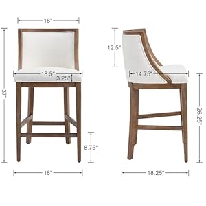 Farmhouse Bar Stools Set of 2 Counter Height Barstools with Curved Back Upholstered Counter Stools for Kitchen Island Bar Pub Club Cafe, Walnut Color Wood Legs, Linen Beige Paded Seat Farmhouse Bar Stools Set of 2 Counter Height Barstools with Curved Back Upholstered Counter Stools for Kitchen Island Bar Pub Club Cafe Walnut Color Wood Legs Linen Beige Paded Seat