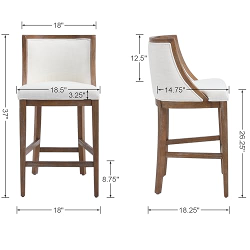 Farmhouse-Bar-Stools-Set-of-2-Counter-Height-Barstools-with-Curved-Back-Upholstered-Counter-Stools-for-Kitchen-Island-Bar-Pub-Club-Cafe-Walnut-Color-Wood-Legs-Linen-Beige-Paded-Seat Farmhouse Bar Stools Set of 2 Counter Height Barstools with Curved Back Upholstered Counter Stools for Kitchen Island Bar Pub Club Cafe Walnut Color Wood Legs Linen Beige Paded Seat
