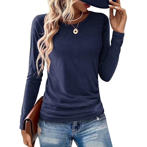Image of Gihgoew 2 Pack Womens Tops Crewneck Soft Long Sleeve Shirts Fall Clothes Casual Tshirts Basic Tee