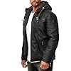 Redbridge Herren Lederjacke Kunstleder Bikerjacke mit Kapuze