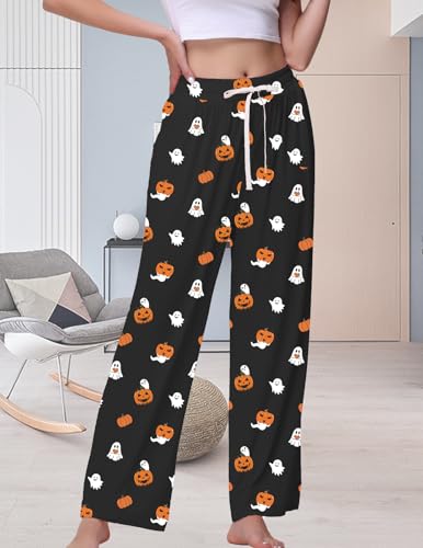 Image of Veseacky Women's Wide Leg Lounge Pants Yoga Pajamas Comfy Stretch Drawstring Pajamas Puls Size Dance Bottoms S-4XL