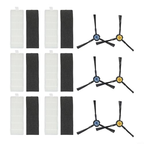 Paquete de 6 filtros y cepillo lateral de repuesto para robot aspirador Silvercrest SSRA, garantiza una limpieza profunda y aire