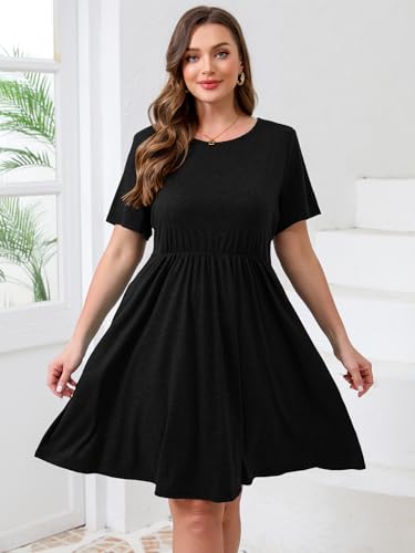 MK Shop Limited Womens Plus Size Dresses Maxi Summer Casual Curvy Cute Dress Short Sleeve Loose Dress with Pockets2