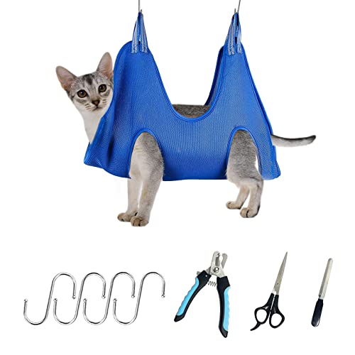 Cat And Dog Grooming Hammock, Cat And Dog Grooming Supplies With Grooming Sling, Nail Clippers, Nail Polish File And Comb, Cat And Dog Holder For Nail Trimming, Eye Care, Hair Grooming (Medium) #TOP2