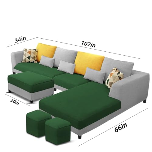 Image of Galib RHS 8 Seater L Shape Sofa Set for Living Room (Green Grey Fabric) Premium Fabric Sofa