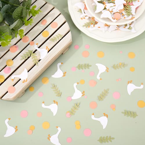 Image of Whaline 300 Pcs One Silly Goose Birthday Table Confetti Goose Dot Leaves Confetti Table Centerpieces for First Birthday Party Decoration
