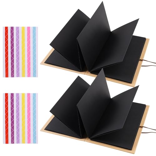 2 Piezas Album Acordeon Picture Frames Decoración,18 x 12cm Libro de Recuerdos Plegable con Fotos,Negro Libro Negro para Escribir,Album,Álbum de Recortes para Cumpleaños,Graduación y Matrimonio