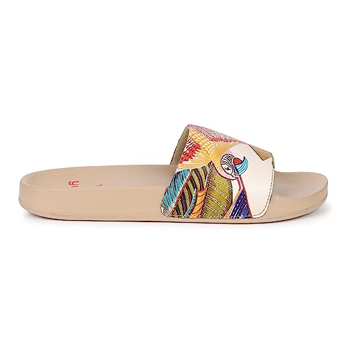 Image of YOHO Tropica Printed Comfortable Women Slides | Stylish Rainy Footwear & Waterproof Monsoon Sandals | Soft Inner Lining On Strap