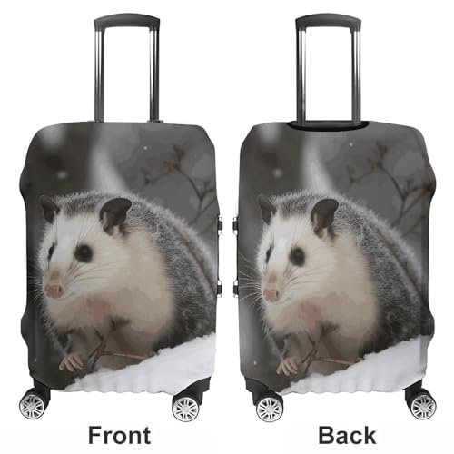 Opossum In Snow Printed Luggage Cover Protector, Fits 18-32 Inch Luggage3