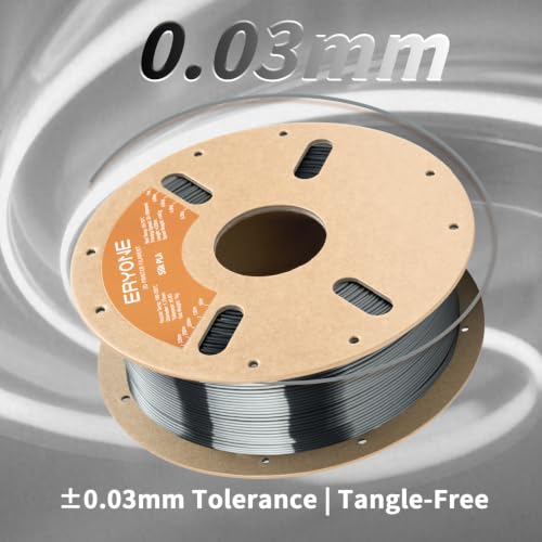 Image of ERYONE Silk PLA Filament for 3D Printer 1.75mm + /- 0.03mm, Shiny Filament 1kg (2.1lbs) /Spool, Gunmetal Grey
