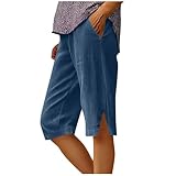 Womens Corduroy Shorts with Slit Hem High Waist Loose Fit Short Pants with Pockets Casual Dressy Summer Beach Trousers