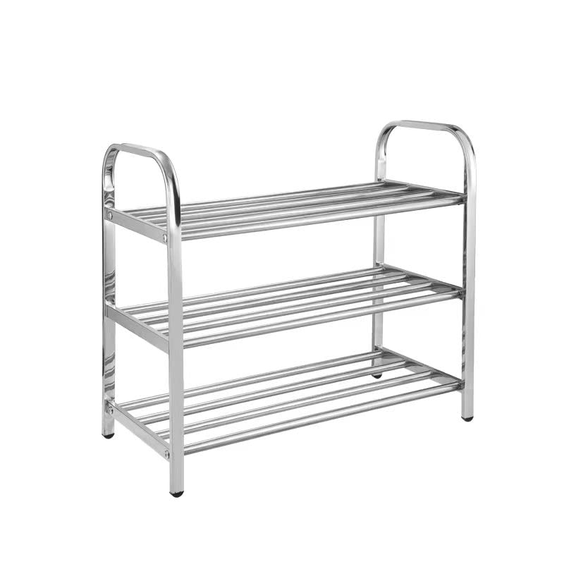 Zapatero organizador de acero inoxidable para armario de entrada, estante de 3 niveles, con capacidad para 9 pares, ideal para almacenamiento de dormitorio o dormitorio