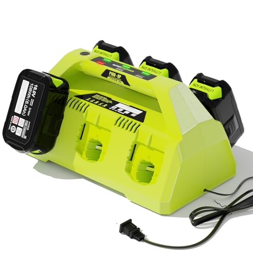 NEPOWILL 6-Ports Replacement Battery Charger for Ryobi 18v Battery Charger Station, Sequential Charger Compatible with Ryobi ONE+ 18V Battery P102 P104 P105 P106 P108 P107 P109 for Ryobi Power Tools