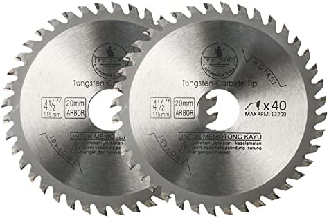 Circular Saw Blade 115mm Wood Cutting Disc 40T Alloy Steel Professional Carbide Saw Blade for Woodworking Angle Grinder (2 Pack)